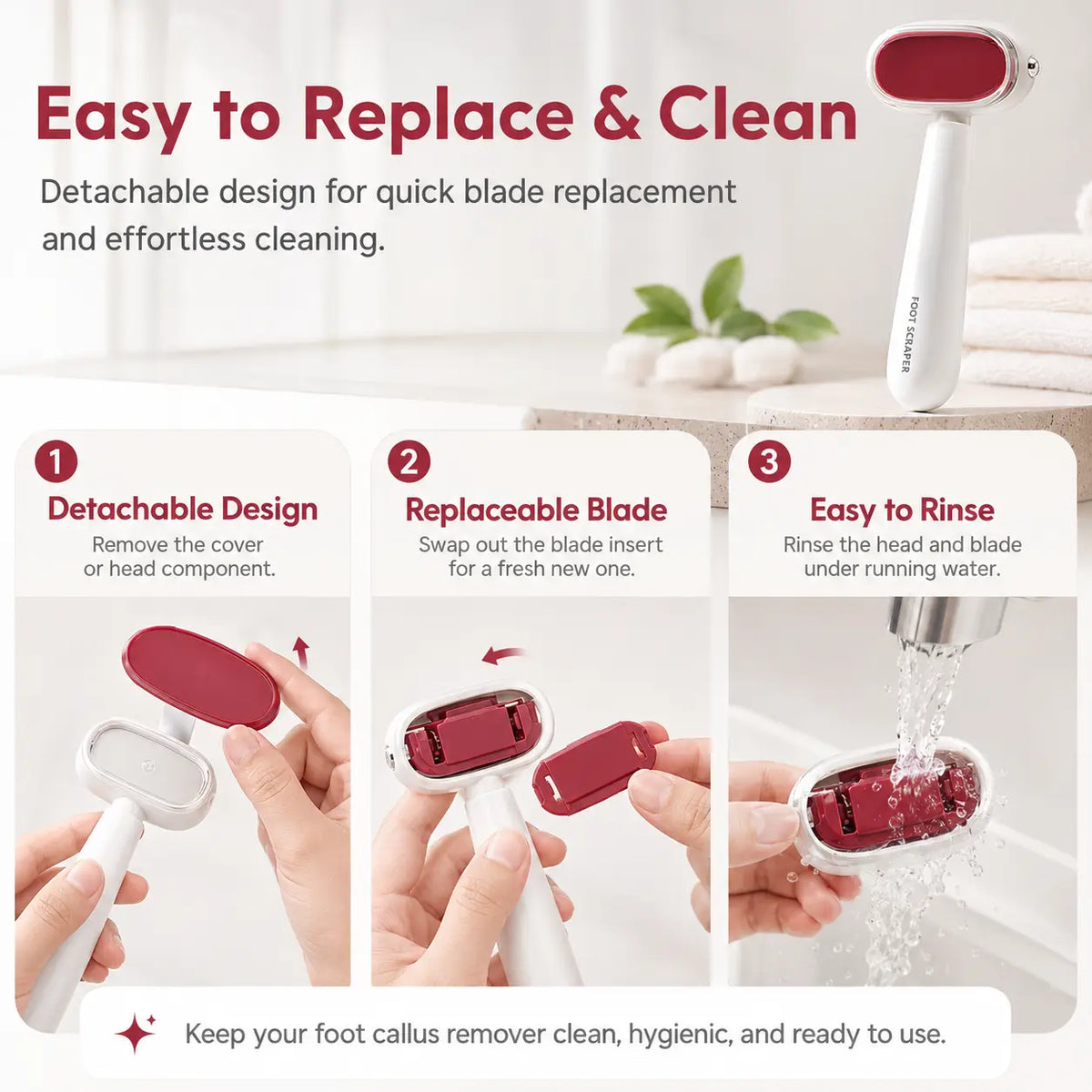 [Last Day Buy 1 Get 1 Free] Dual‑Sided Foot Callus Remover, Replaceable Stainless Steel Blade Foot Scraper🦶