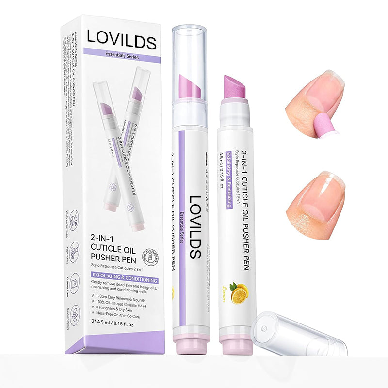 💅[Last Day Buy 1 Get 1 Free] 2‑In‑1 Cuticle Remover Pen, Ceramic 45° Tip With Lemon Oil