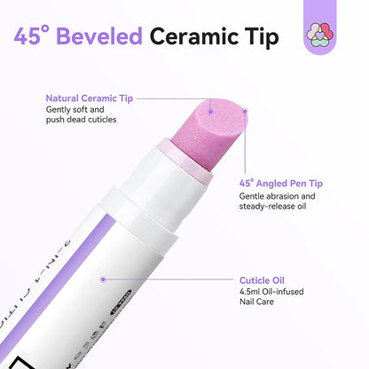 💅[Last Day Buy 1 Get 1 Free] 2‑In‑1 Cuticle Remover Pen, Ceramic 45° Tip With Lemon Oil