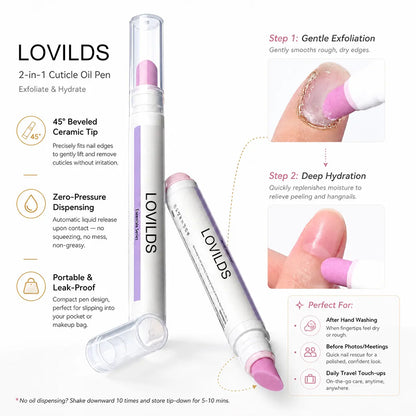 💅[Last Day Buy 1 Get 1 Free] 2‑In‑1 Cuticle Remover Pen, Ceramic 45° Tip With Lemon Oil