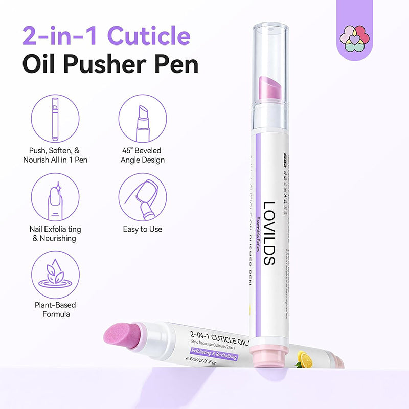 💅[Last Day Buy 1 Get 1 Free] 2‑In‑1 Cuticle Remover Pen, Ceramic 45° Tip With Lemon Oil