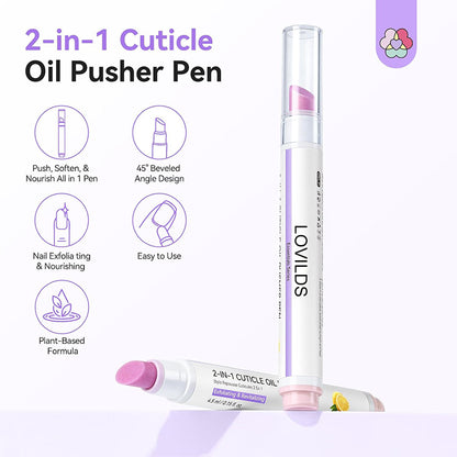 💅[Last Day Buy 1 Get 1 Free] 2‑In‑1 Cuticle Remover Pen, Ceramic 45° Tip With Lemon Oil