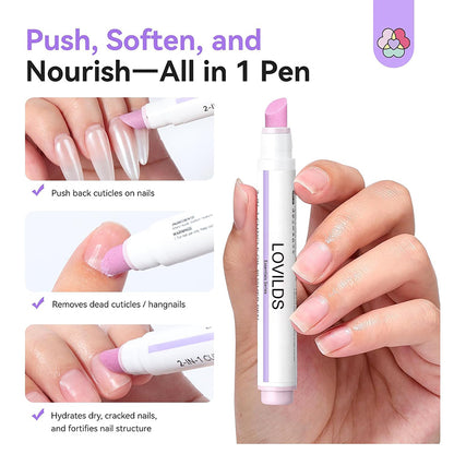 💅[Last Day Buy 1 Get 1 Free] 2‑In‑1 Cuticle Remover Pen, Ceramic 45° Tip With Lemon Oil