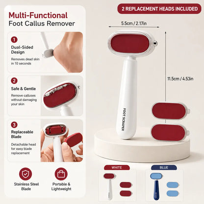 [Last Day Buy 1 Get 1 Free] Dual‑Sided Foot Callus Remover, Replaceable Stainless Steel Blade Foot Scraper🦶