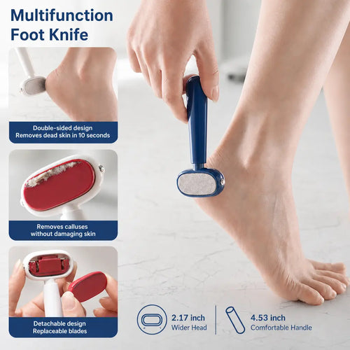 [Last Day Buy 1 Get 1 Free] Dual‑Sided Foot Callus Remover, Replaceable Stainless Steel Blade Foot Scraper🦶